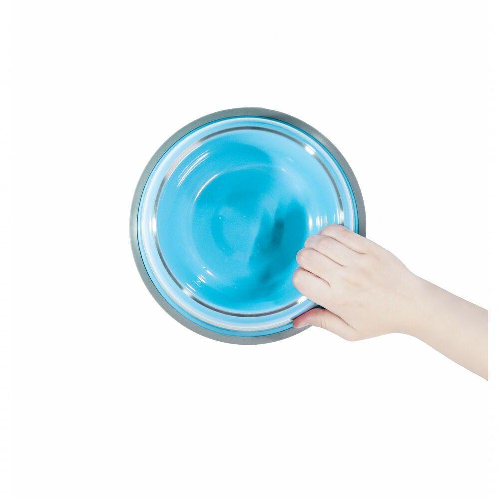 Comedouro Antiderrapante Azul Em Aço Inox 850ml - Durabilidade E Estabilidade Para Seu Pet - 3