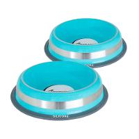 Comedouro Antiderrapante Azul Em Aço Inox 850ml - Durabilidade E Estabilidade Para Seu Pet - 1