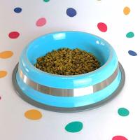 Comedouro Antiderrapante Azul Em Aço Inox 850ml - Durabilidade E Estabilidade Para Seu Pet - 6