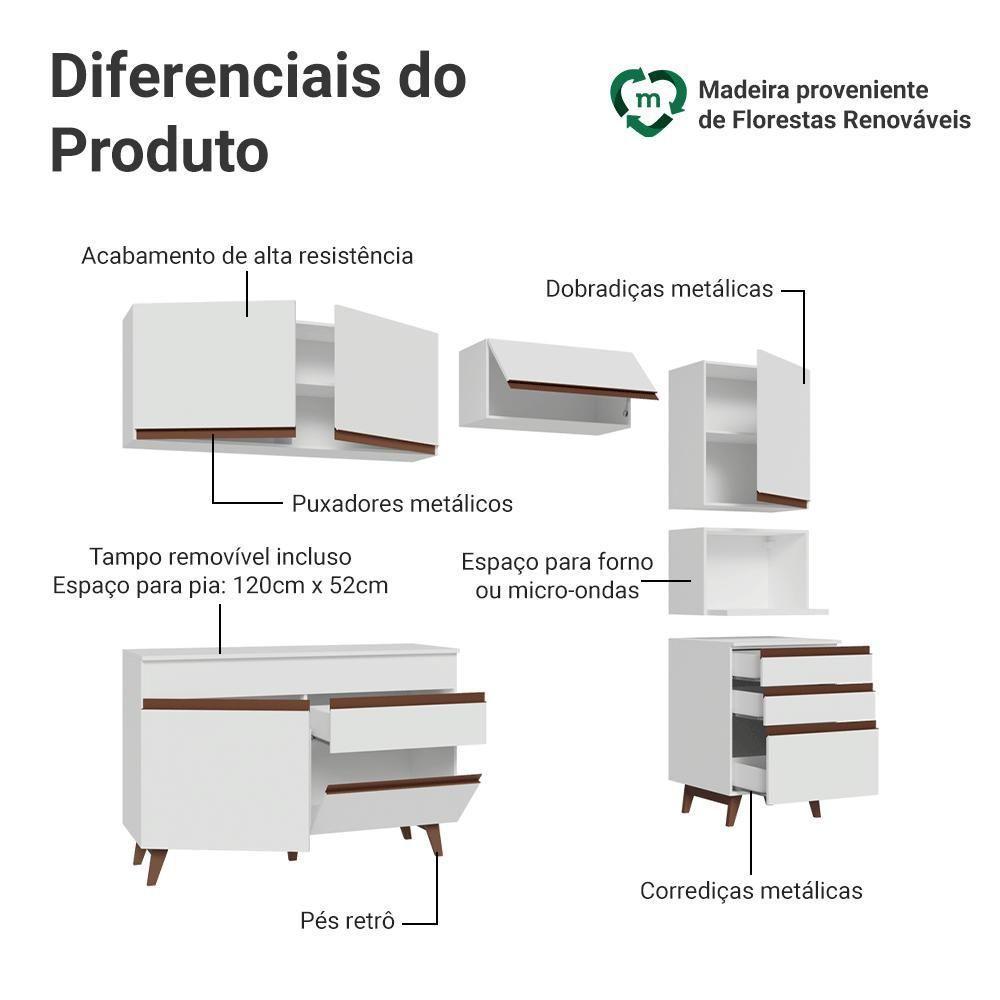 Armário De Cozinha Completa 250cm Branco Reims Madesa 07 Branco - 4