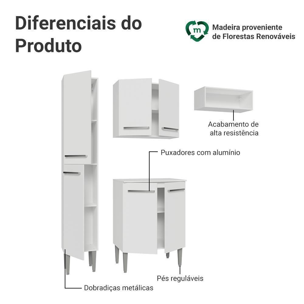 Armário De Cozinha Compacta 156cm Emilly Madesa Branco 03 Branco - 4