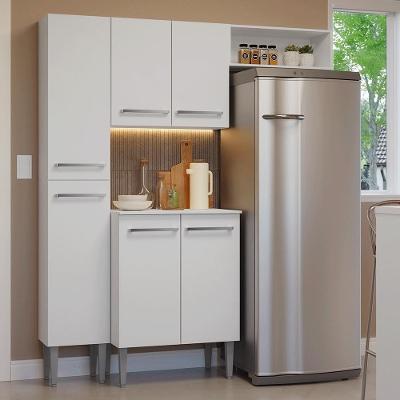 Armário de Cozinha Compacta Emilly MDP 156cm Branco com Espaço para Geladeira Madesa