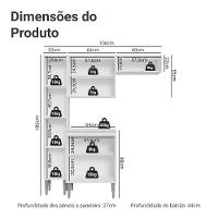 Armário De Cozinha Compacta 156cm Emilly Madesa Branco 03 Branco - 3