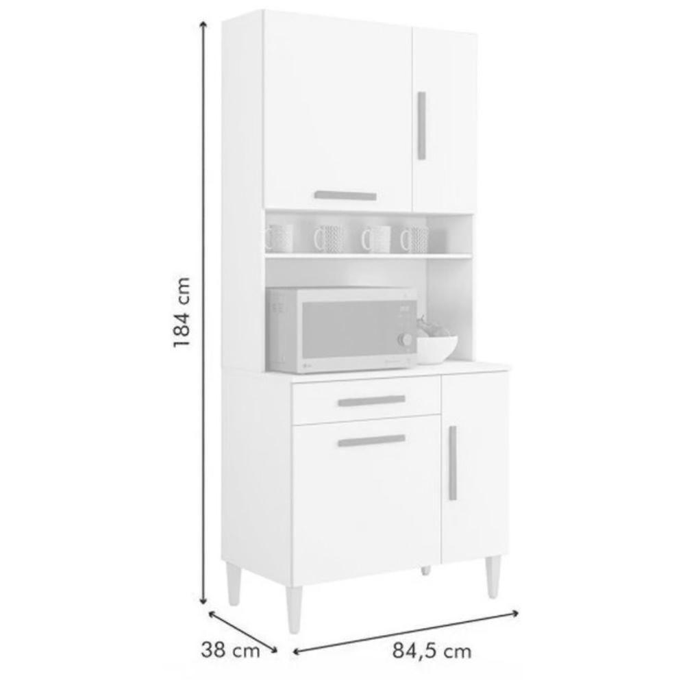 Armário De Cozinha Bahia 4 Portas 1 Gaveta Nature Off Kaiki Móveis - 3