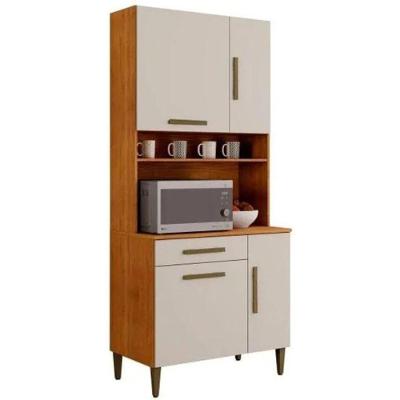 Armário De Cozinha Bahia 4 Portas 1 Gaveta Nature Off Kaiki Móveis