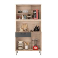 Armário Cozinha Compacta 4 Portas 1 Gaveta Balcão E Aéreo Avena Grafite - 3