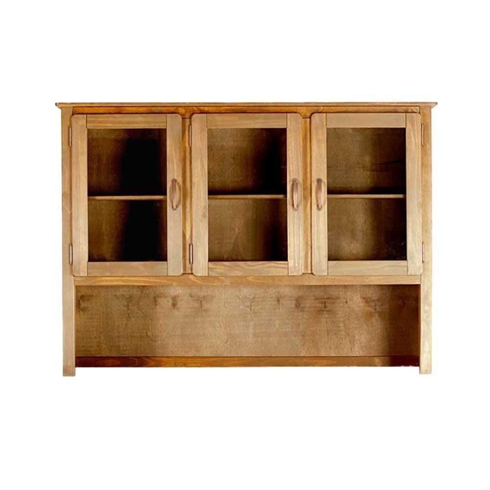 Armário Aéreo Oratório Madeira Maciça 3 Portas De Vidro Mel - 2