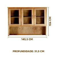Armário Aéreo Oratório Madeira Maciça 3 Portas De Vidro Mel - 4