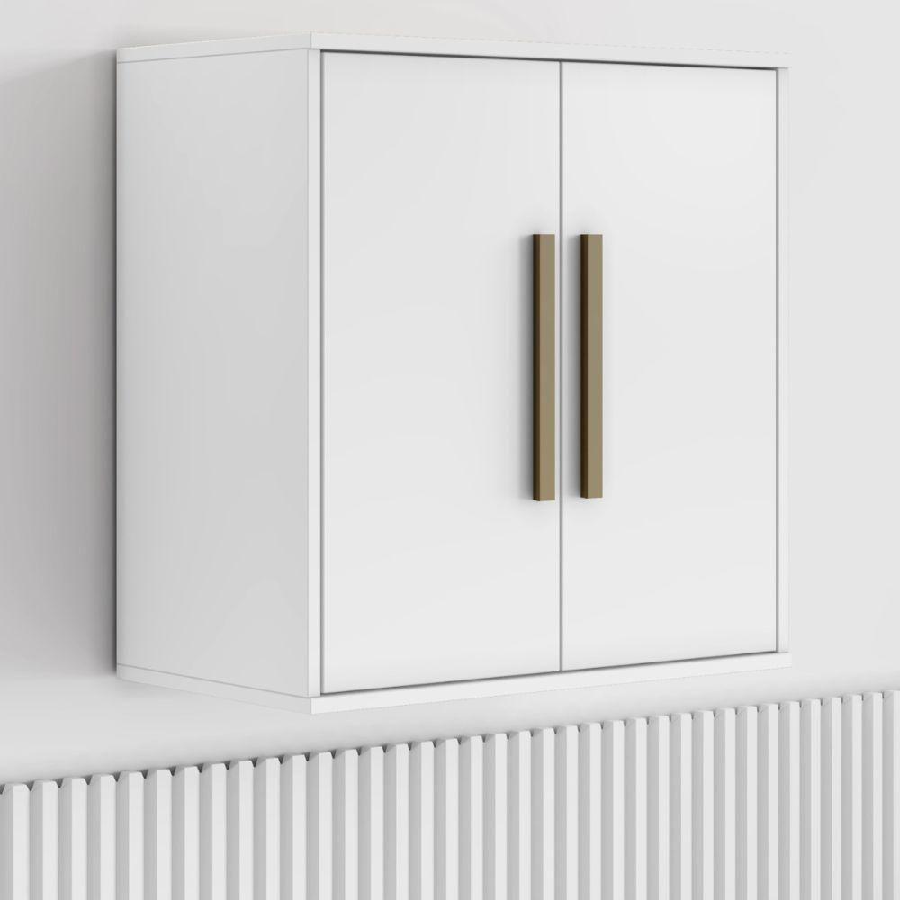 Armário Aéreo Lorena 2 Portas Branco Kaiki Móveis - 2