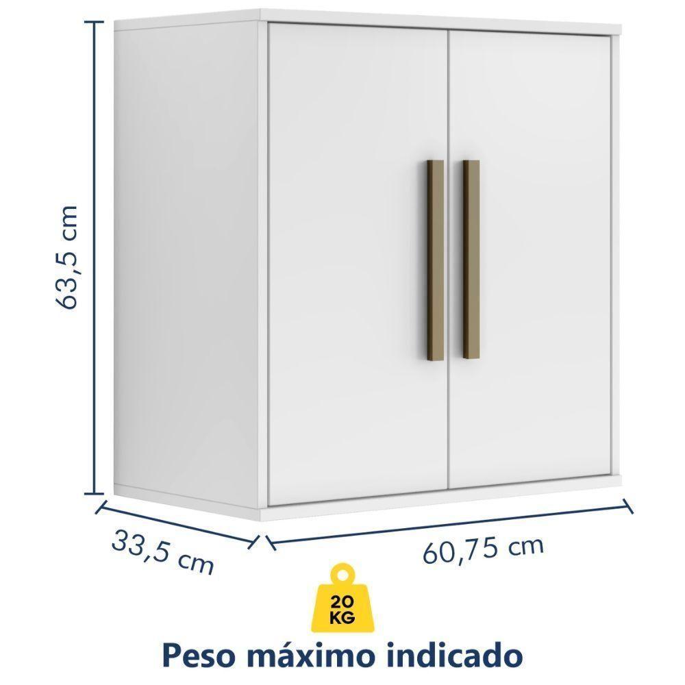 Armário Aéreo Lorena 2 Portas Branco Kaiki Móveis - 3