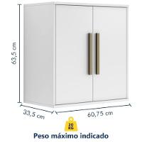 Armário Aéreo Lorena 2 Portas Branco Kaiki Móveis - 3