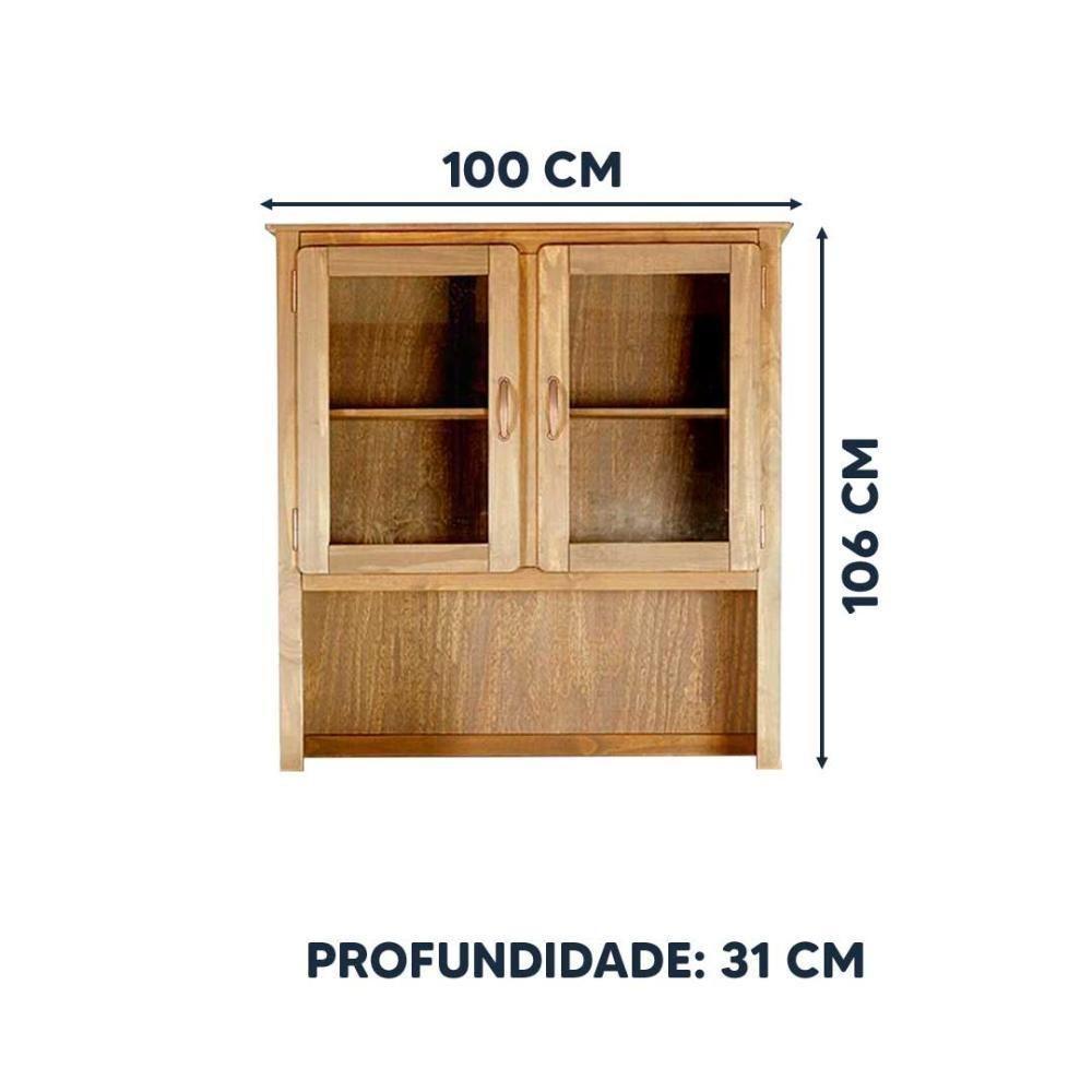 Armário Aéreo Oratório 2 Portas De Vidro Madeira Maciça Mel - 4