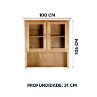 Armário Aéreo Oratório 2 Portas De Vidro Madeira Maciça Mel - 4