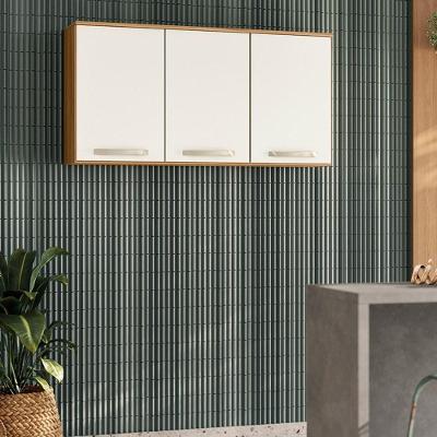 Armário Aéreo Cozinha Lavanderia 3 Portas 4 Repartições Freijo-off White