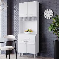 Armario Paneleiro 4 Portas 1 Gaveta 197x60 Cm Vitoria Branco Mobbs - 2