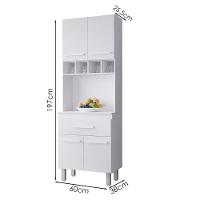 Armario Paneleiro 4 Portas 1 Gaveta 197x60 Cm Vitoria Branco Mobbs - 3