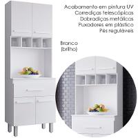 Armario Paneleiro 4 Portas 1 Gaveta 197x60 Cm Vitoria Branco Mobbs