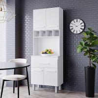 Armario Paneleiro 4 Portas 1 Gaveta 197x60 Cm Vitoria Branco Mobbs - 5