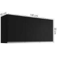Armario Aéreo 3 Portas 120cm Andreia Preto Reajl Moveis - 3