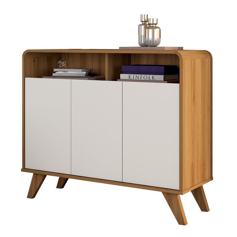 Aparador Balcão Retrô 3 Portas Nature Off White Eccos - 2