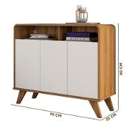 Aparador Balcão Retrô 3 Portas Nature Off White Eccos - 4