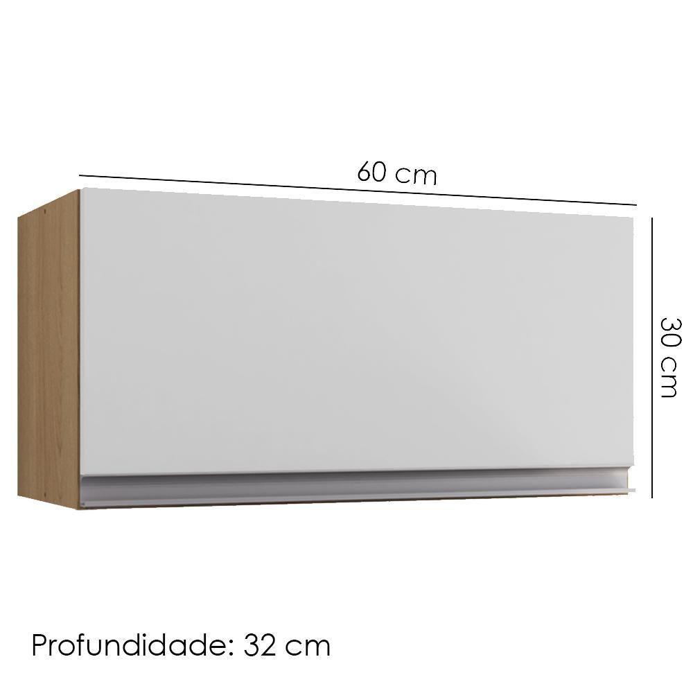 Armario Aéreo Basculante 60cm Andreia Amendoa Branco Reajl Moveis - 3