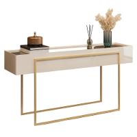 Aparador Tampo Espelhado 137 Cm Pes Metal Kika Off White Dourado Dj Moveis - 1