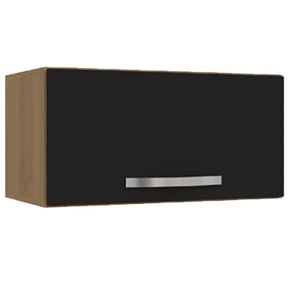 Armario Aéreo Basculante 60cm Amendoa Preto Reajl Moveis Amendoa - 1