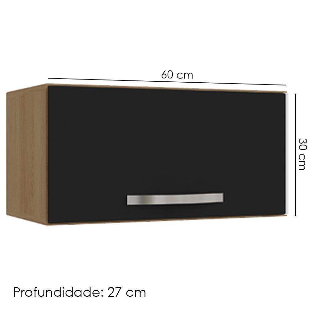 Armario Aéreo Basculante 60cm Amendoa Preto Reajl Moveis Amendoa - 3