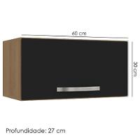 Armario Aéreo Basculante 60cm Amendoa Preto Reajl Moveis Amendoa - 3