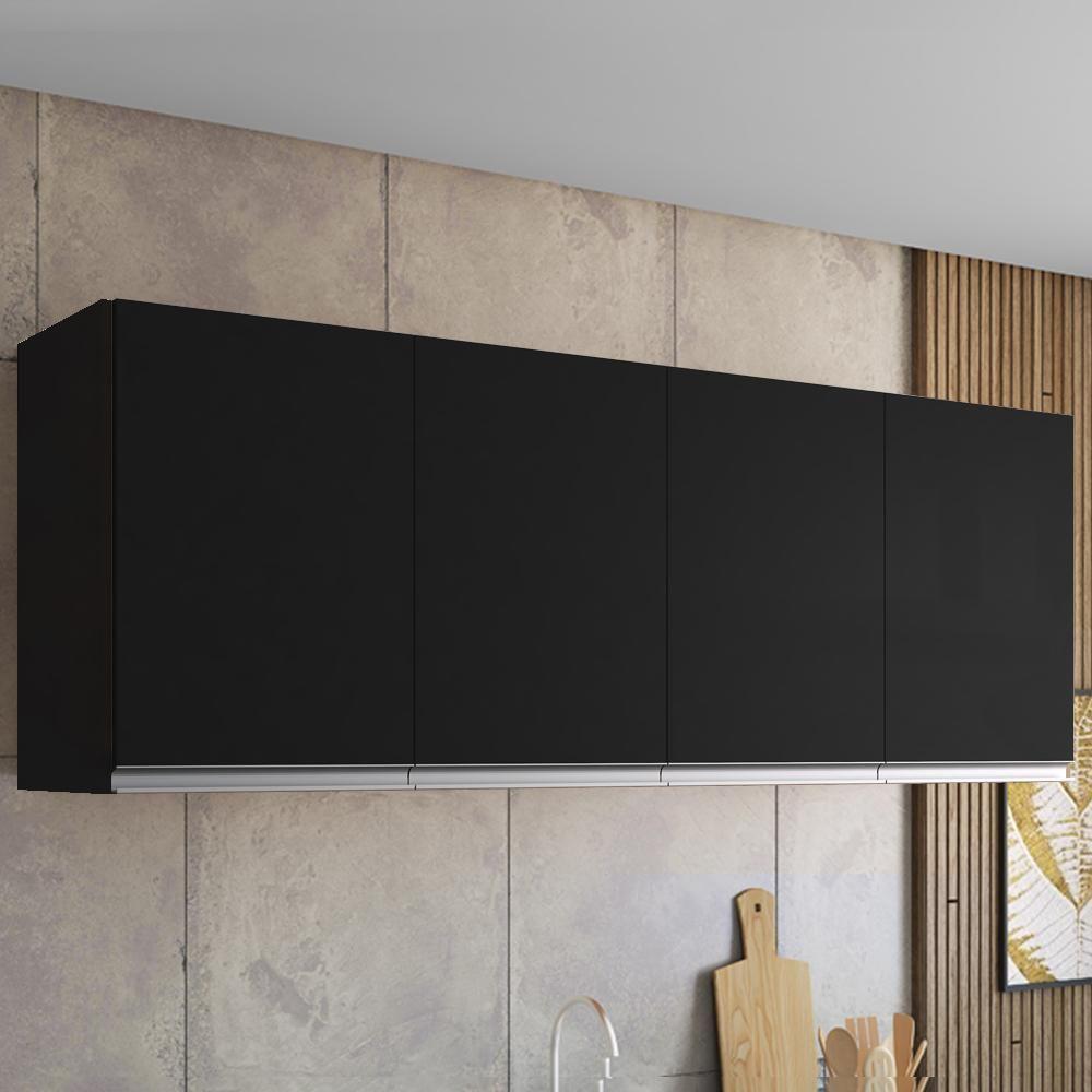 Armario Aéreo 4 Portas 160cm Andreia Preto Reajl Moveis - 2