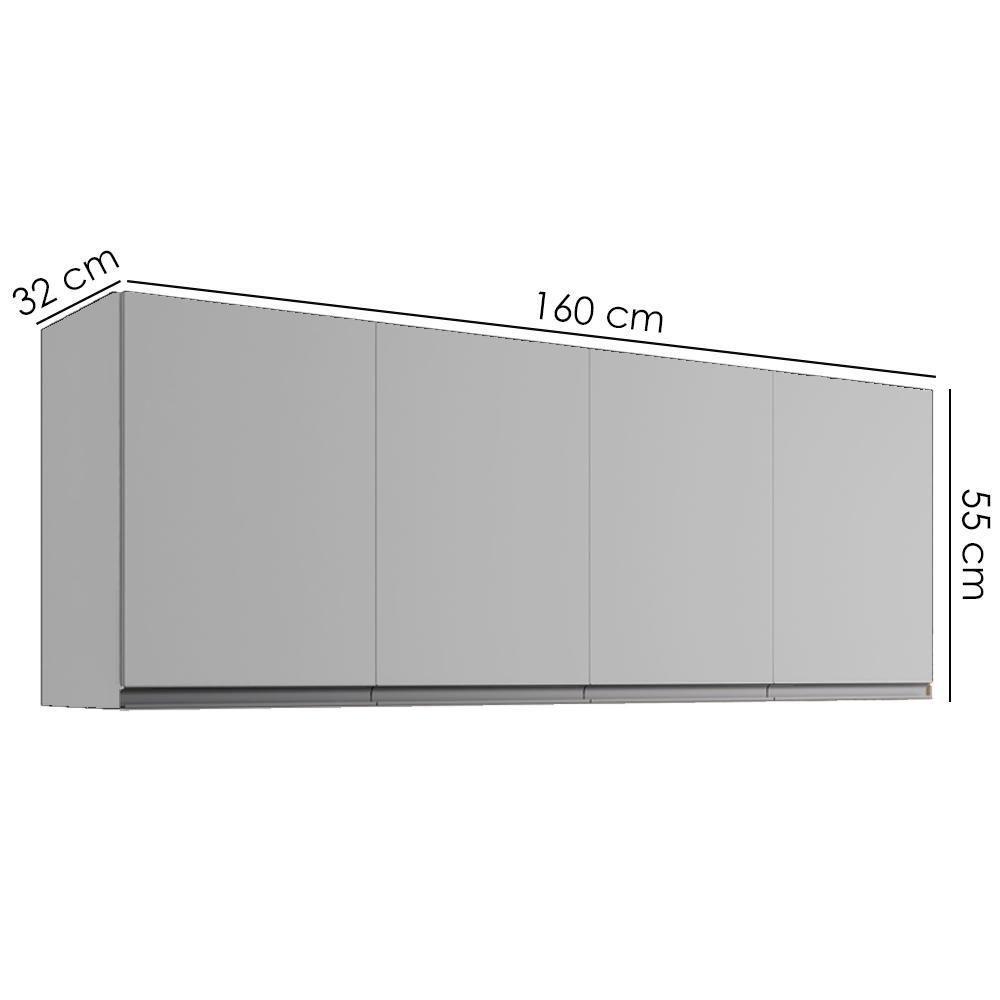 Armario Aéreo 4 Portas 160cm Andreia Branco Reajl Moveis - 3