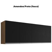 Armario Aéreo 4 Portas 160cm Andreia Amendoa Preto Reajl Moveis - 4