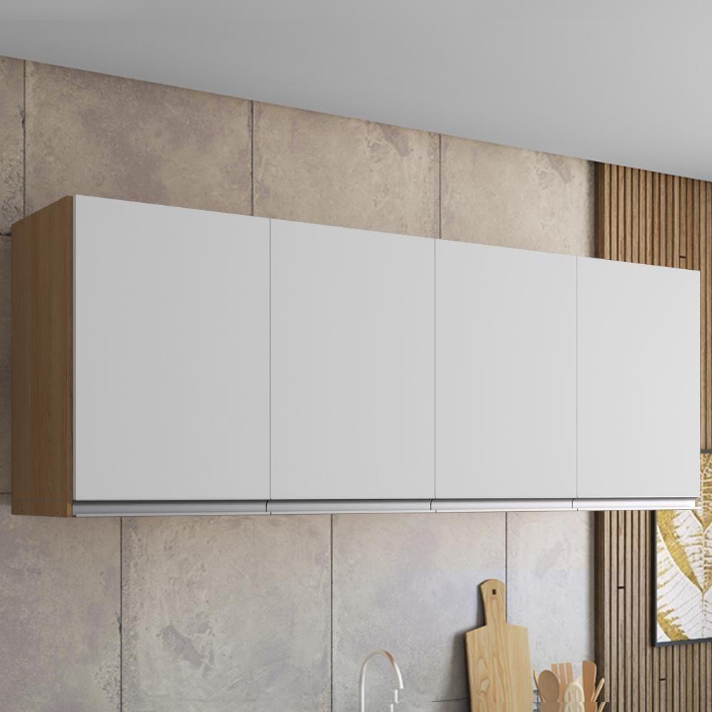 Armario Aéreo 4 Portas 160cm Andreia Amendoa Branco Reajl Moveis - 2