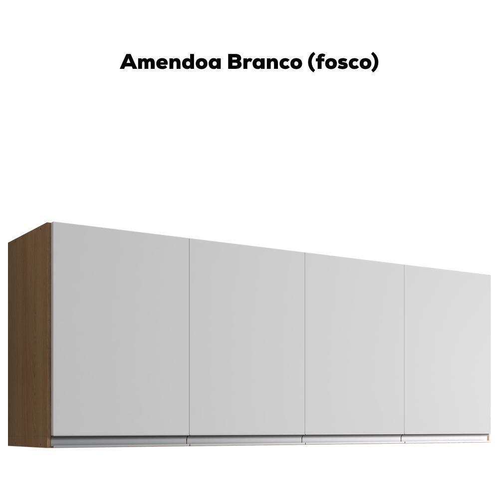 Armario Aéreo 4 Portas 160cm Andreia Amendoa Branco Reajl Moveis - 3