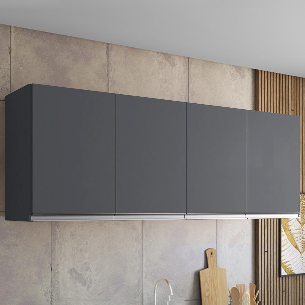 Armario Aéreo 4 Portas 150cm Andreia Cinza Reajl Moveis - 2