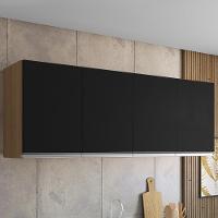 Armario Aéreo 4 Portas 150cm Andreia Amendoa Preto Reajl Moveis - 2