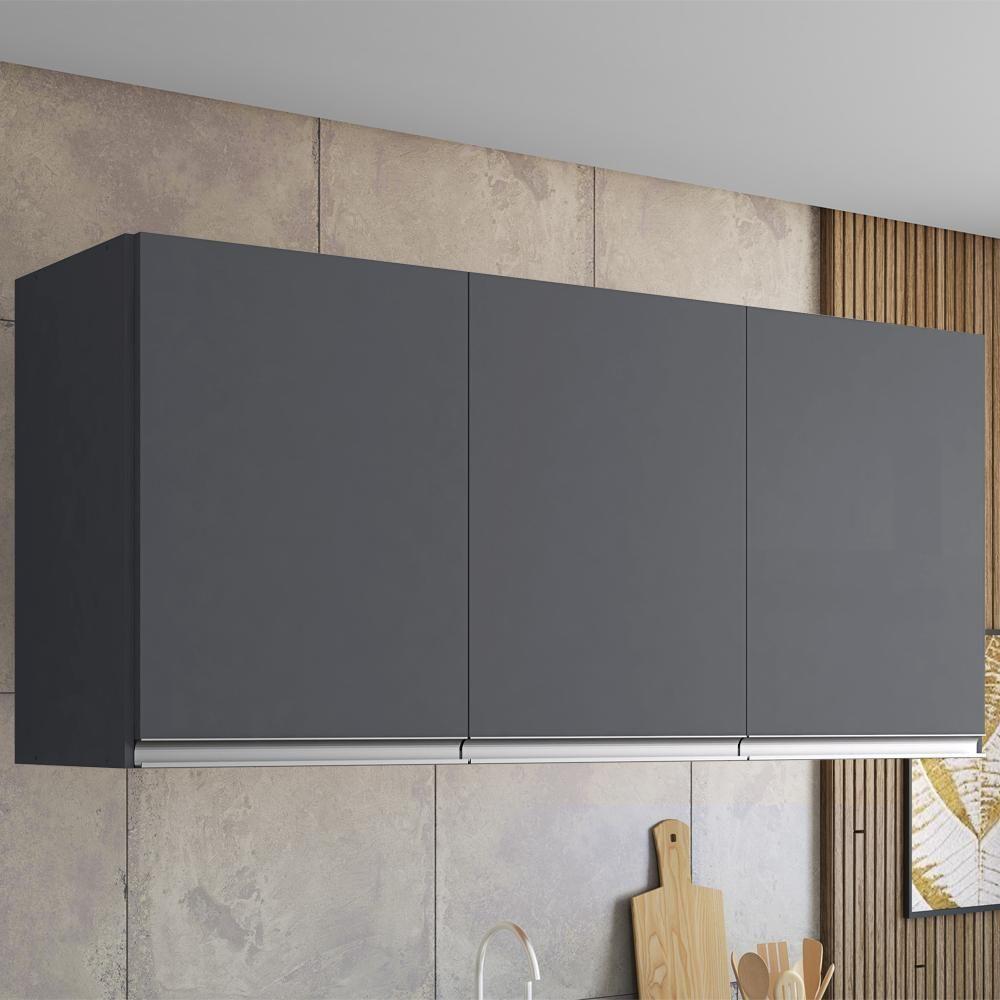 Armario Aéreo 3 Portas 120cm Andreia Cinza Reajl Moveis - 2