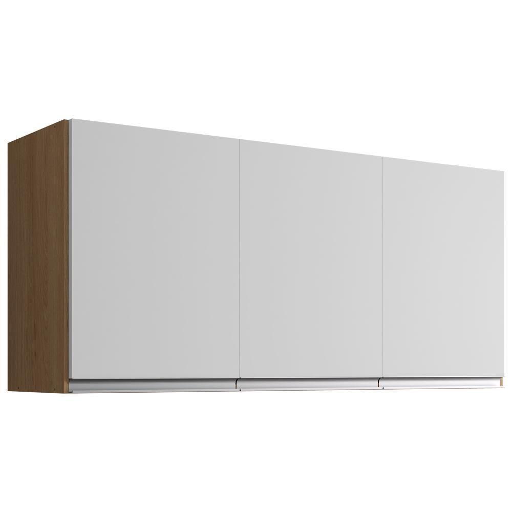 Armario Aéreo 3 Portas 120cm Andreia Amendoa Branco Reajl Moveis - 1