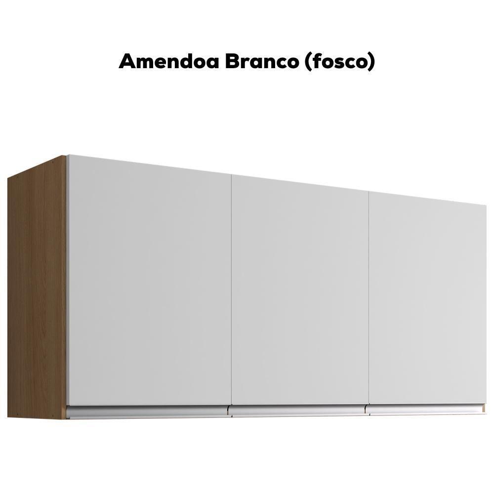 Armario Aéreo 3 Portas 120cm Andreia Amendoa Branco Reajl Moveis - 4