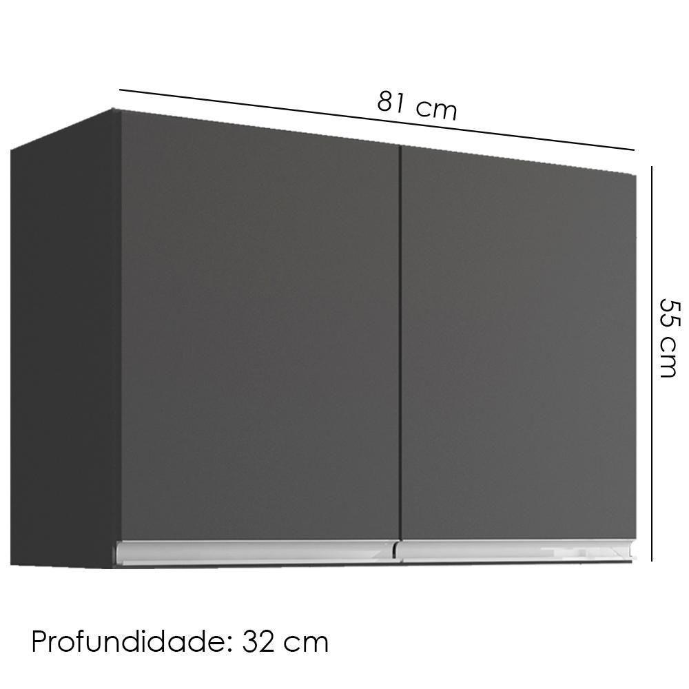 Armario Aéreo 2 Portas 80cm Andreia Cinza Reajl Moveis - 3