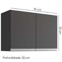 Armario Aéreo 2 Portas 80cm Andreia Cinza Reajl Moveis - 3