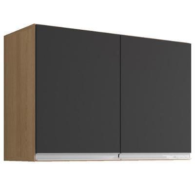 Armario Aéreo 2 Portas 80cm Andreia Amendoa Preto Reajl Moveis