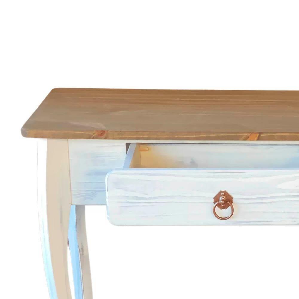 Aparador Rústico Madeira Maciça 1 Gaveta Pés Luis Xv D230 Branco Garapa - 3