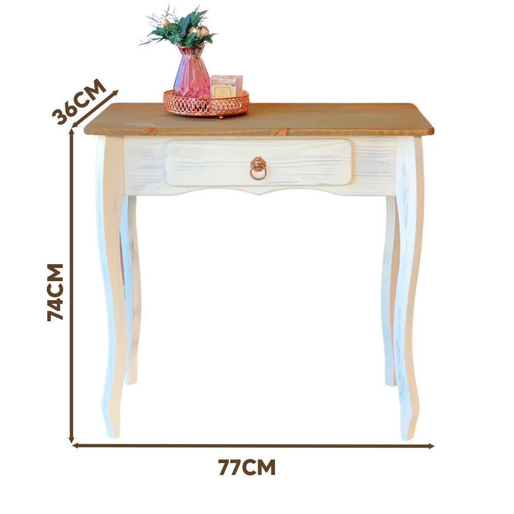 Aparador Rústico Madeira Maciça 1 Gaveta Pés Luis Xv D230 Branco Garapa - 4