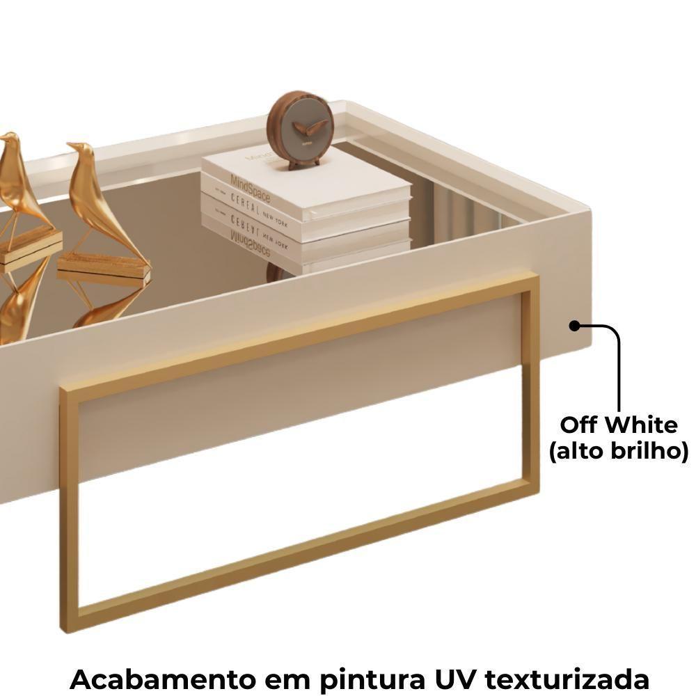 Aparador E Mesa Centro Kika Pes Metal Off White Dourado Dj Moveis - 5
