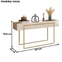 Aparador E Mesa Centro Kika Pes Metal Off White Dourado Dj Moveis - 3