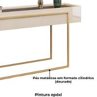 Aparador E Mesa Centro Kika Pes Metal Off White Dourado Dj Moveis - 6