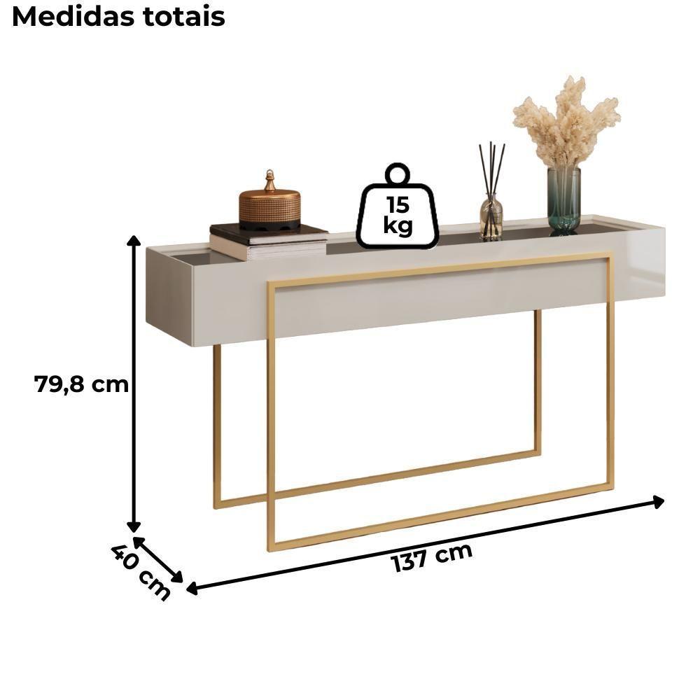 Aparador E Mesa Centro Kika Pes Metal Bali Dourado Dj Moveis - 3