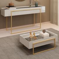 Aparador E Mesa Centro Kika Pes Metal Bali Dourado Dj Moveis - 2